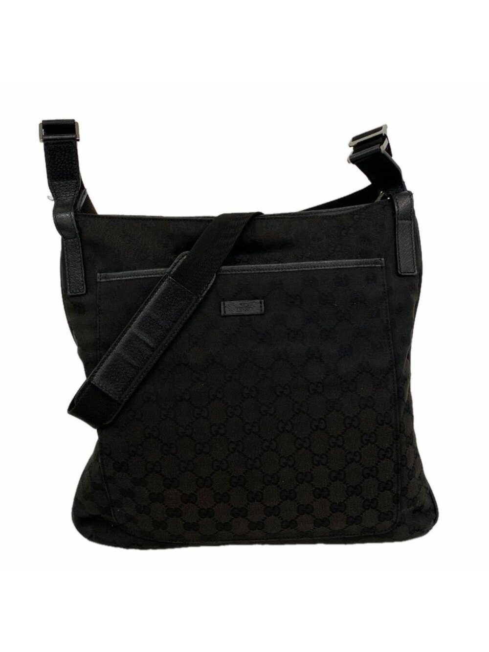 Gucci Shoulder Bag GG Canvas Black Silver